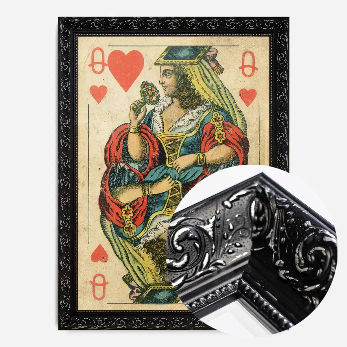 Vintage Playing Card Print - Queen of Hearts