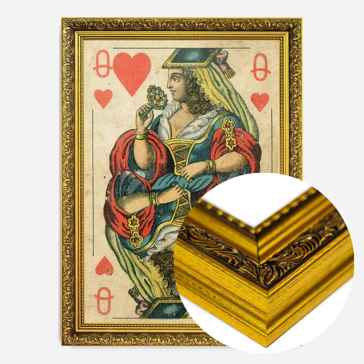 Vintage Playing Card Print - Queen of Hearts