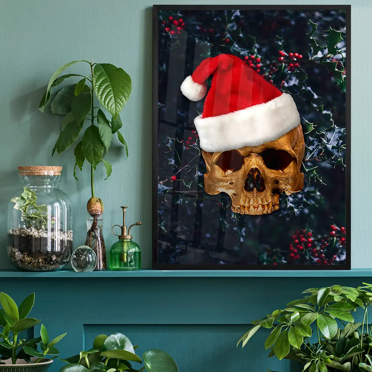 Santa Gold Skull Print