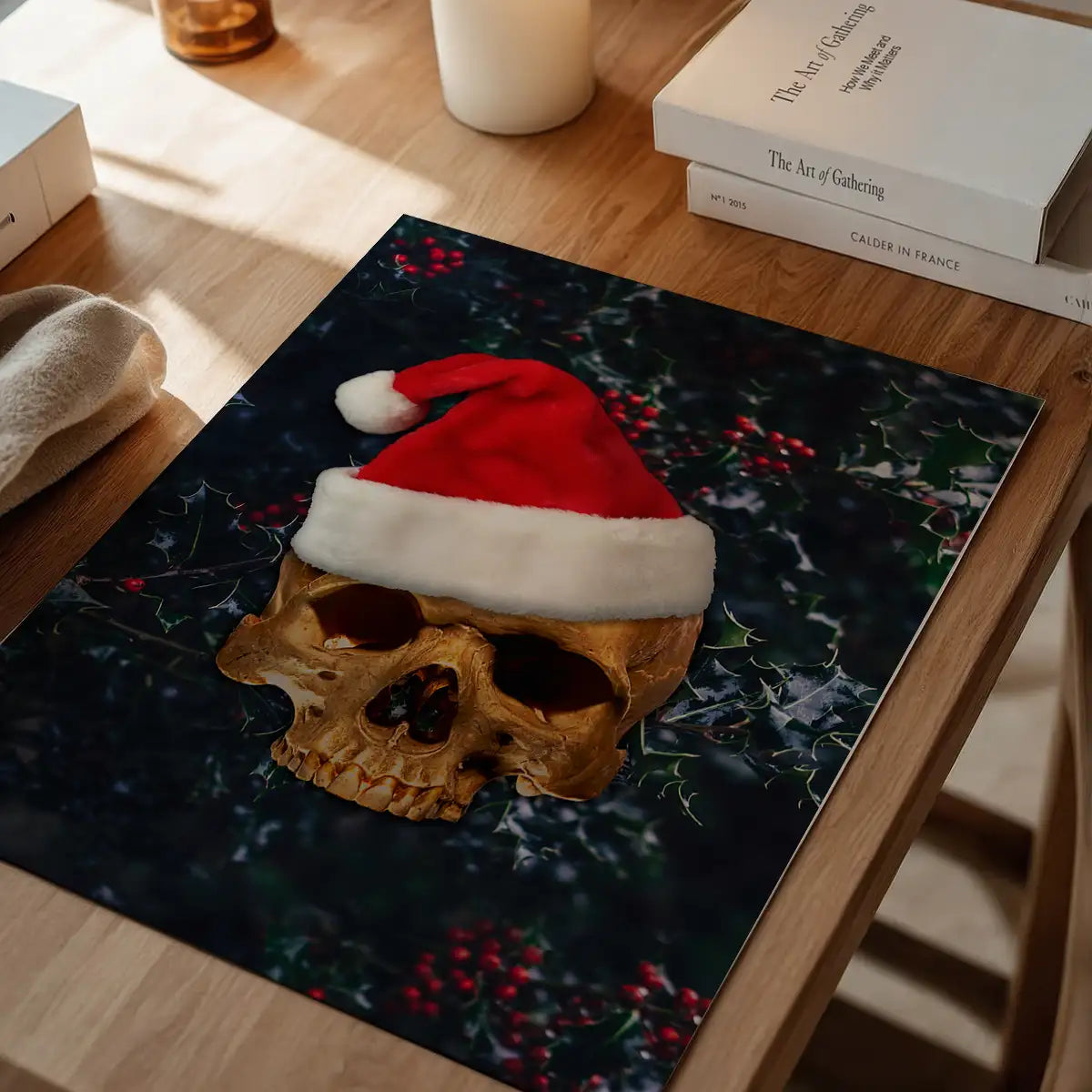 Santa Gold Skull Print