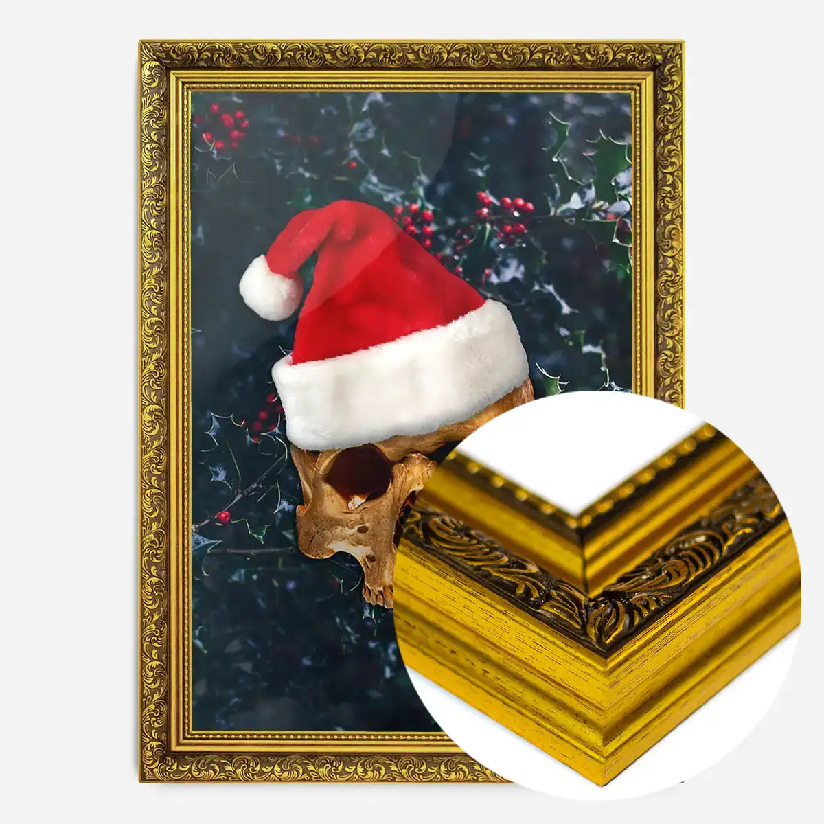 Santa Gold Skull Print