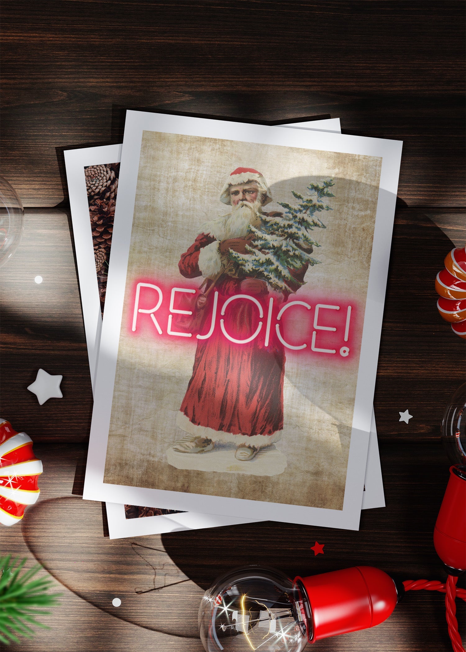 Rejoice Neon A6 Christmas Greetings Card