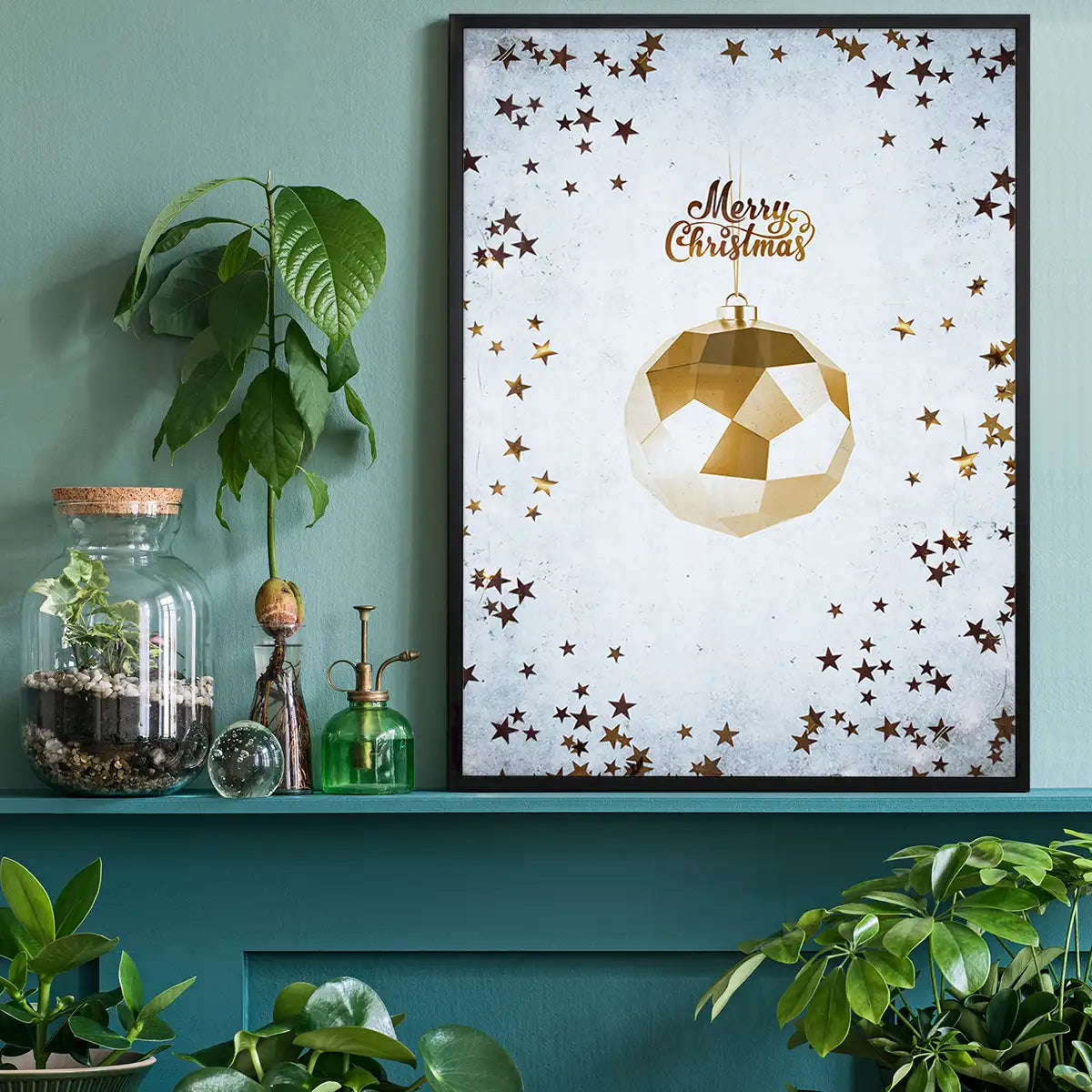 Golden Bauble Merry Christmas Print