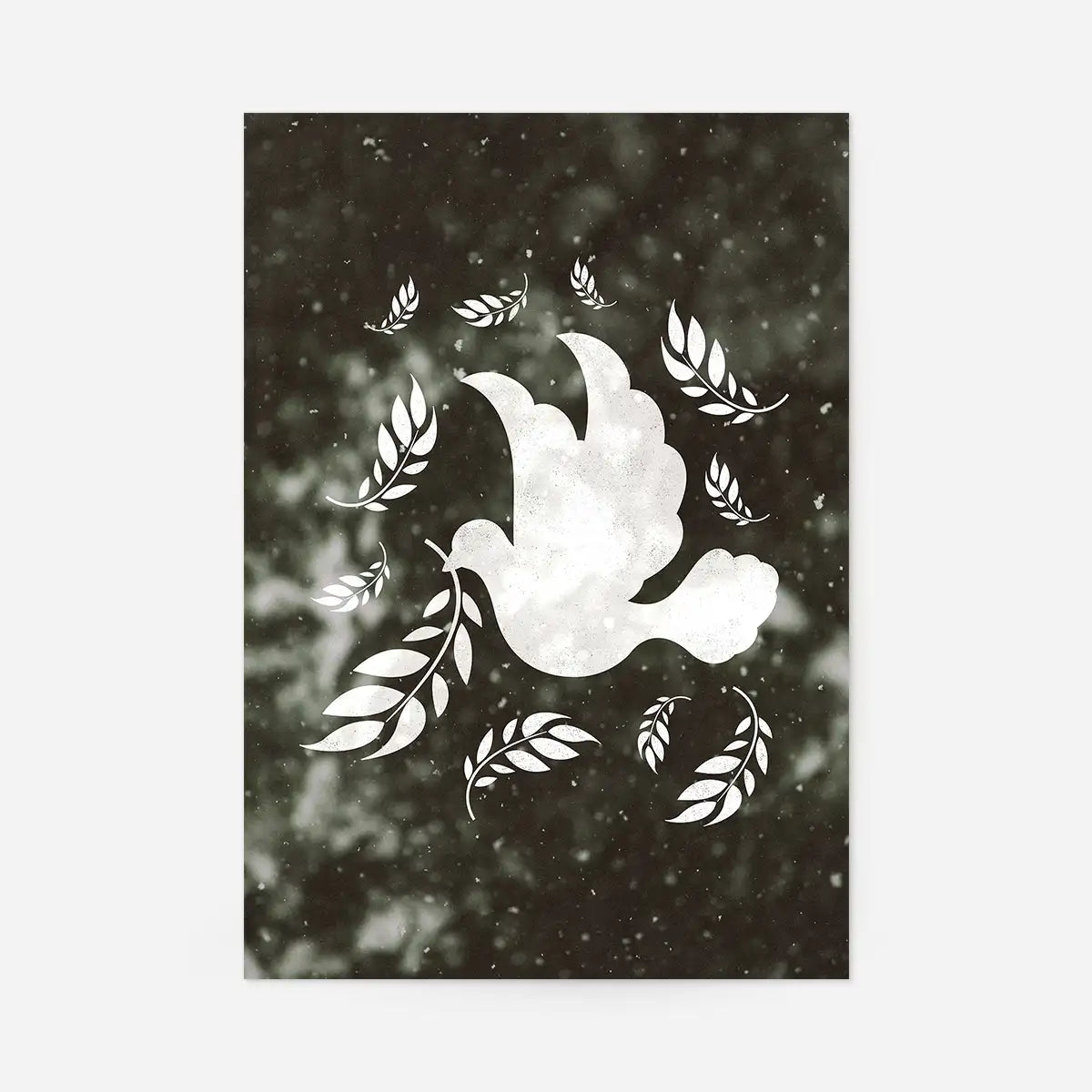 White Peace Dove Christmas Print