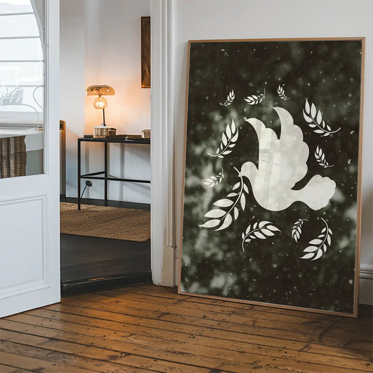White Peace Dove Christmas Print