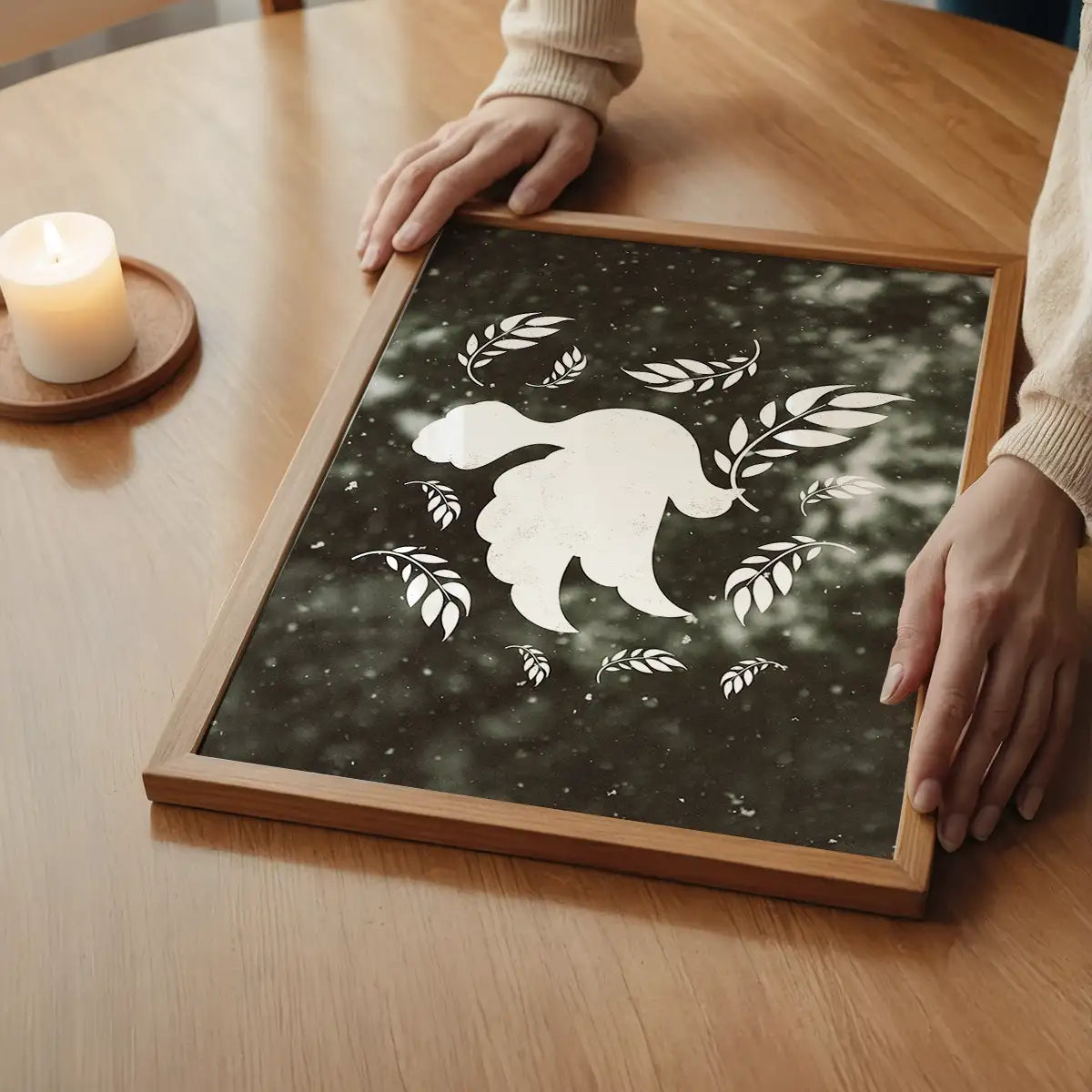 White Peace Dove Christmas Print