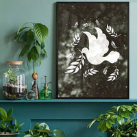 White Peace Dove Christmas Print