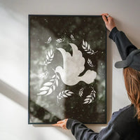 White Peace Dove Christmas Print