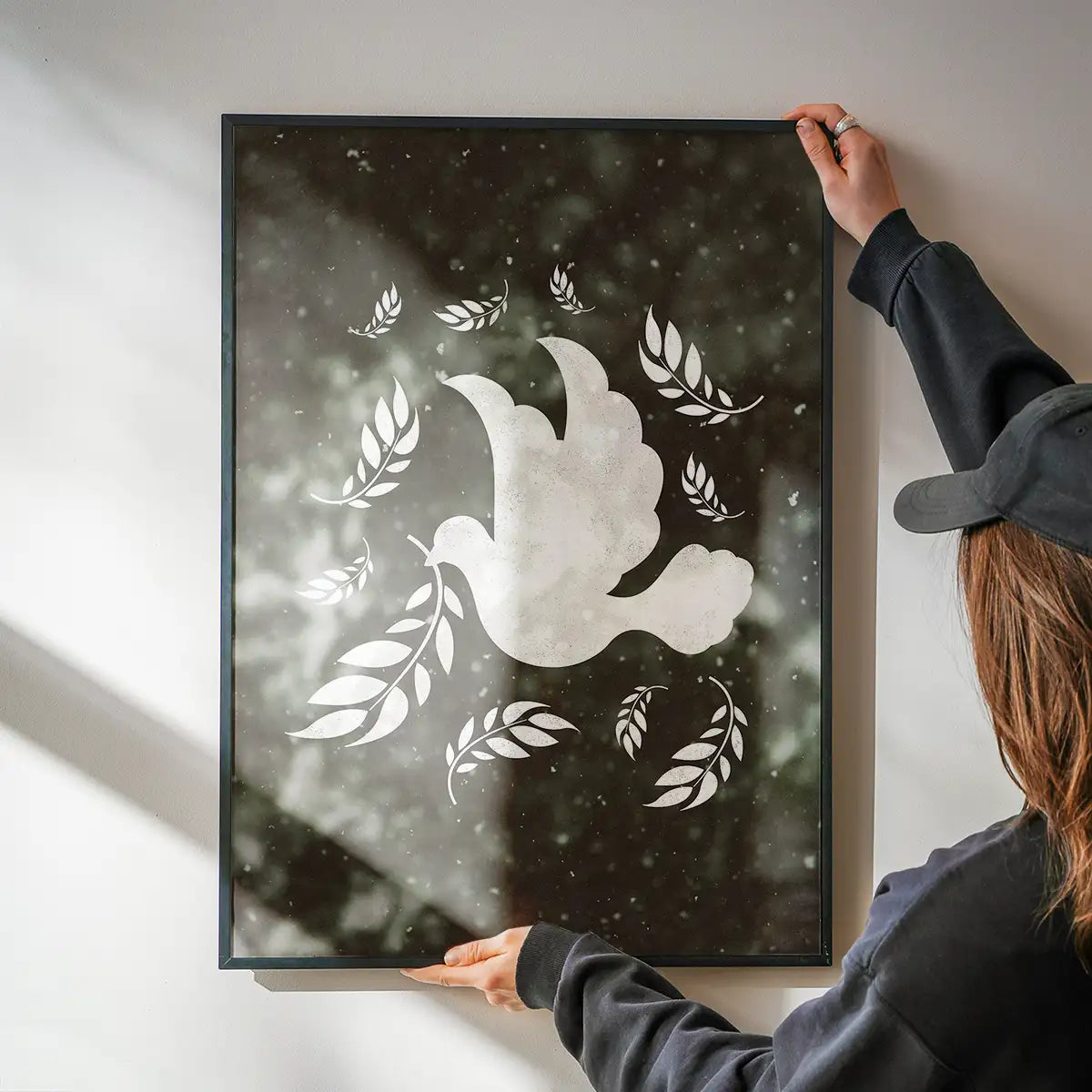 White Peace Dove Christmas Print