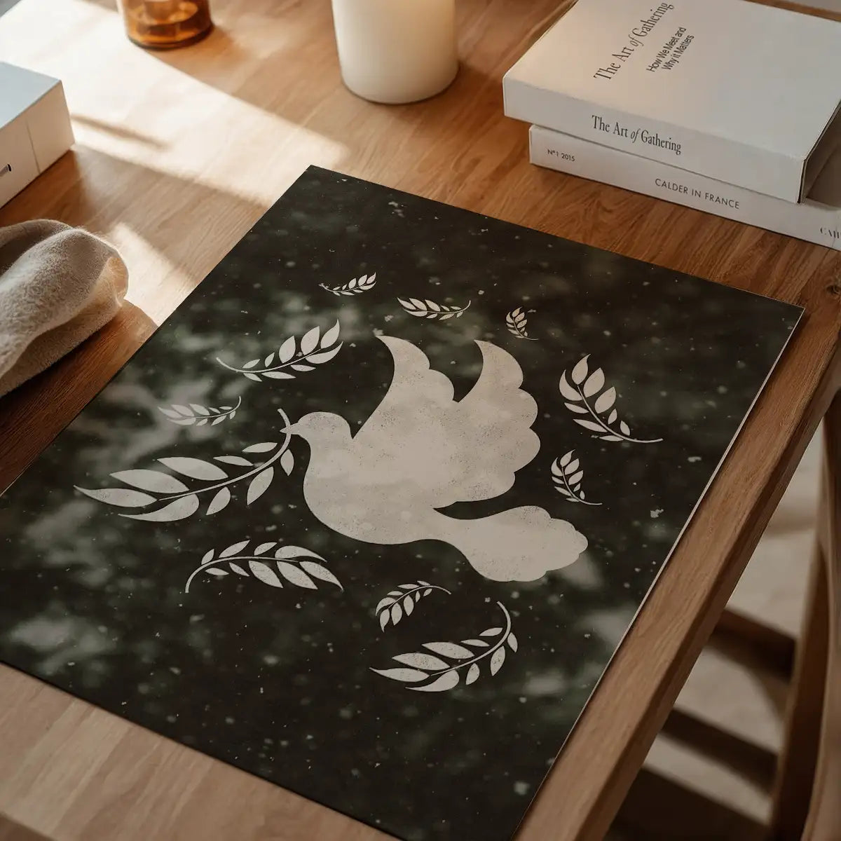 White Peace Dove Christmas Print