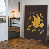 Gold Peace Dove Christmas Print