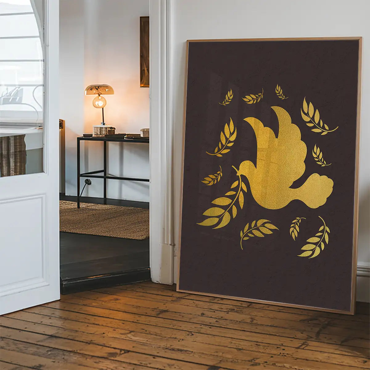 Gold Peace Dove Christmas Print