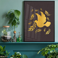 Gold Peace Dove Christmas Print