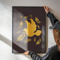 Gold Peace Dove Christmas Print