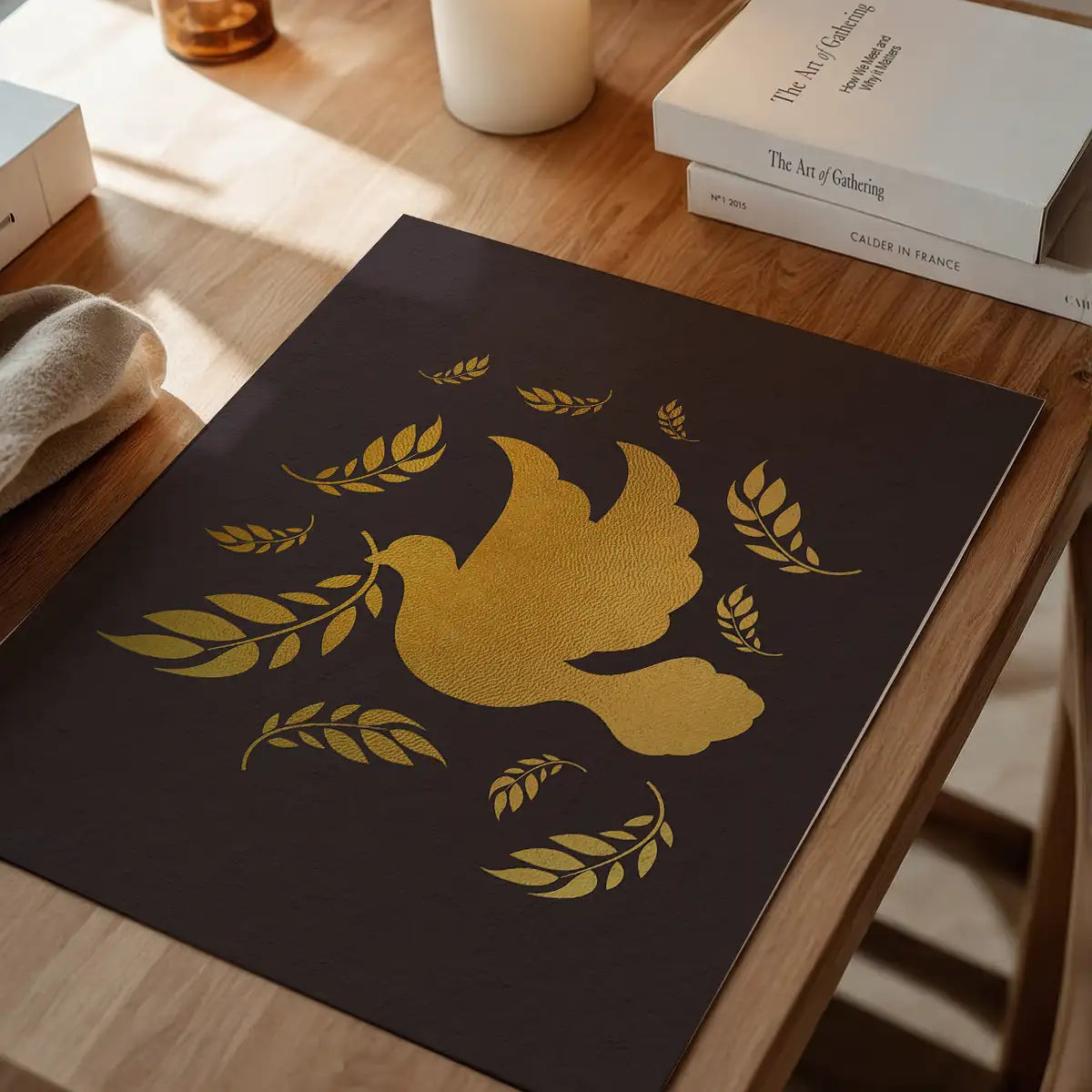 Gold Peace Dove Christmas Print