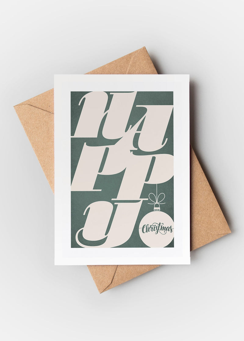 Happy Typography A6 Christmas Greetings Card