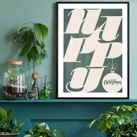 Happy Typography Christmas Print