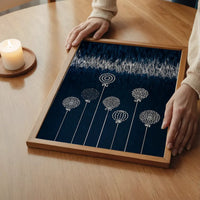 Navy Illustrated Baubles Christmas Print