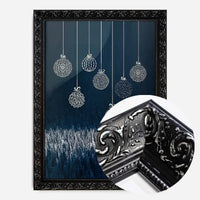 Navy Illustrated Baubles Christmas Print
