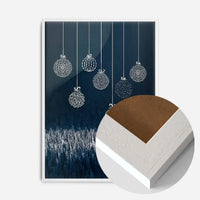 Navy Illustrated Baubles Christmas Print
