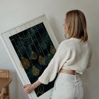 Gold Illustrated Baubles Christmas Print