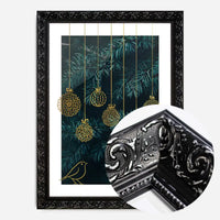 Gold Illustrated Baubles Christmas Print