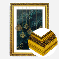 Gold Illustrated Baubles Christmas Print