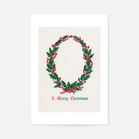Vintage Antique Wreath Christmas Print