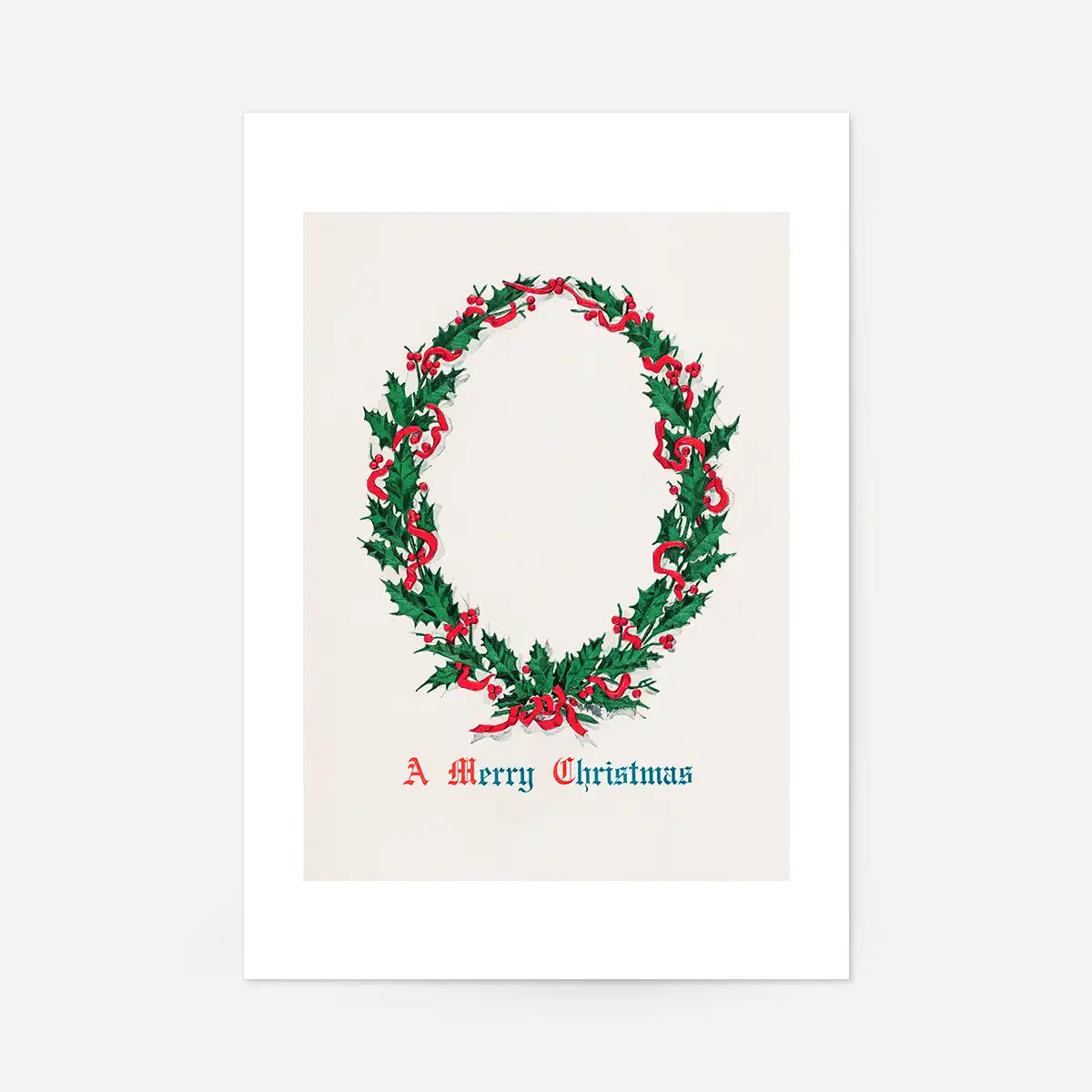 Vintage Antique Wreath Christmas Print