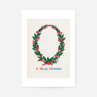 Vintage Antique Wreath Christmas Print
