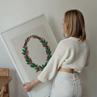 Vintage Antique Wreath Christmas Print