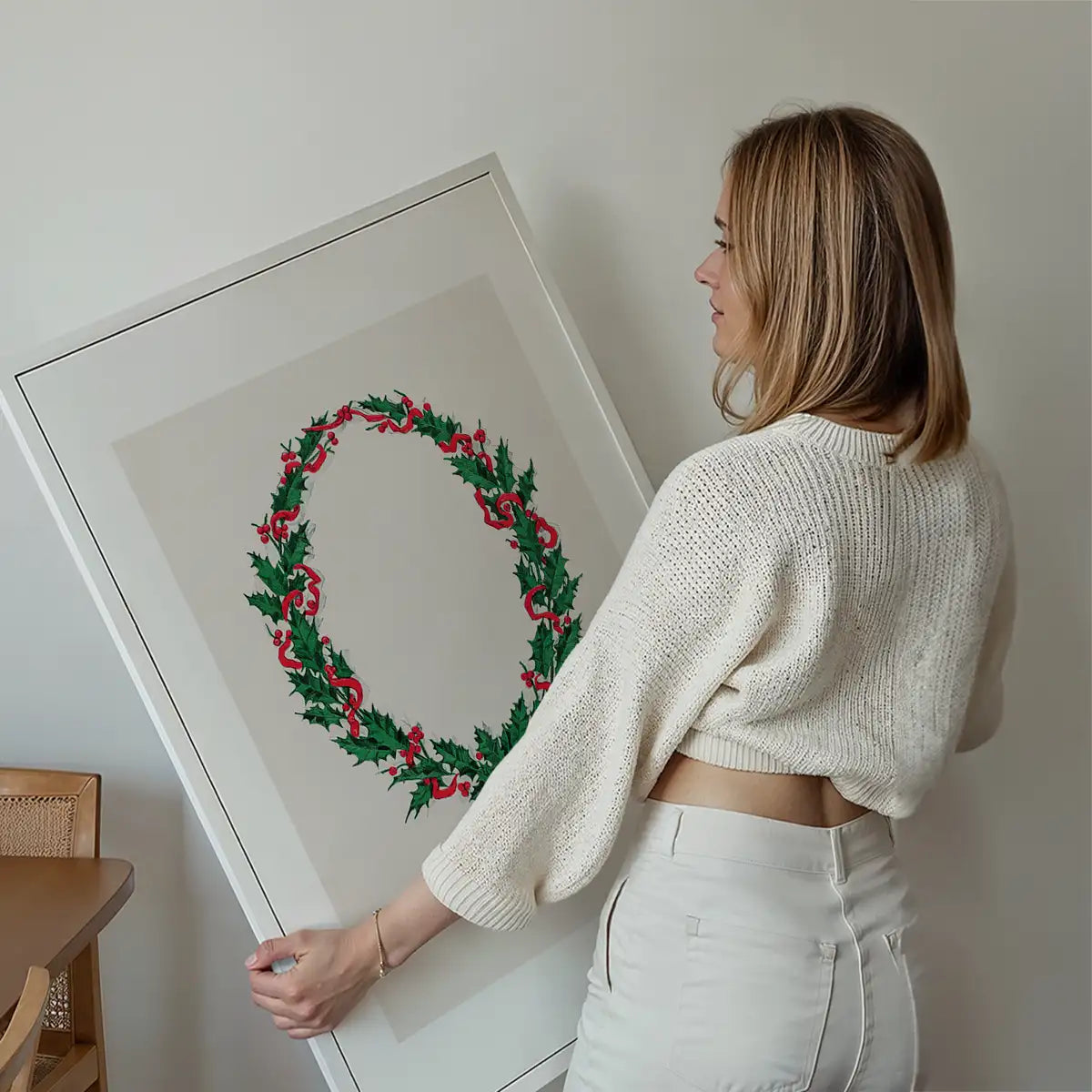 Vintage Antique Wreath Christmas Print