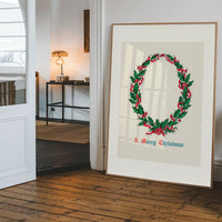 Vintage Antique Wreath Christmas Print