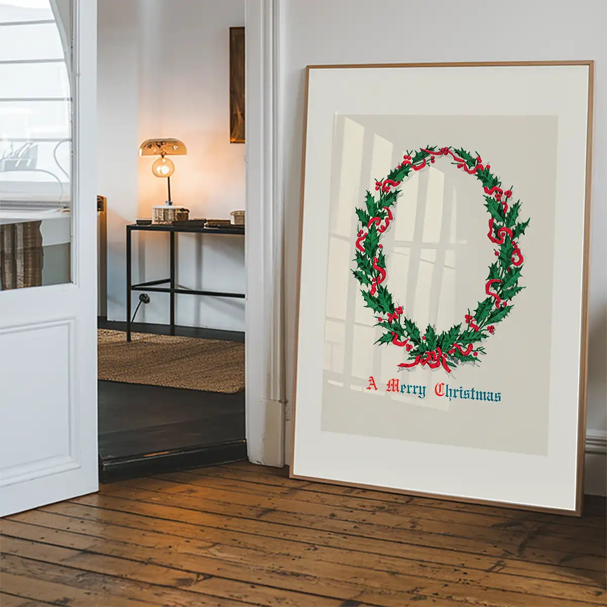 Vintage Antique Wreath Christmas Print