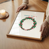 Vintage Antique Wreath Christmas Print