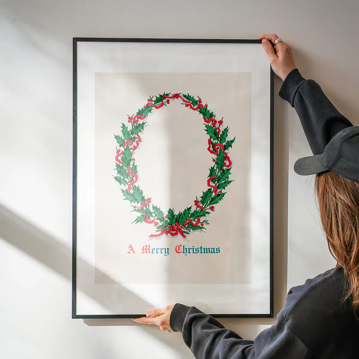 Vintage Antique Wreath Christmas Print