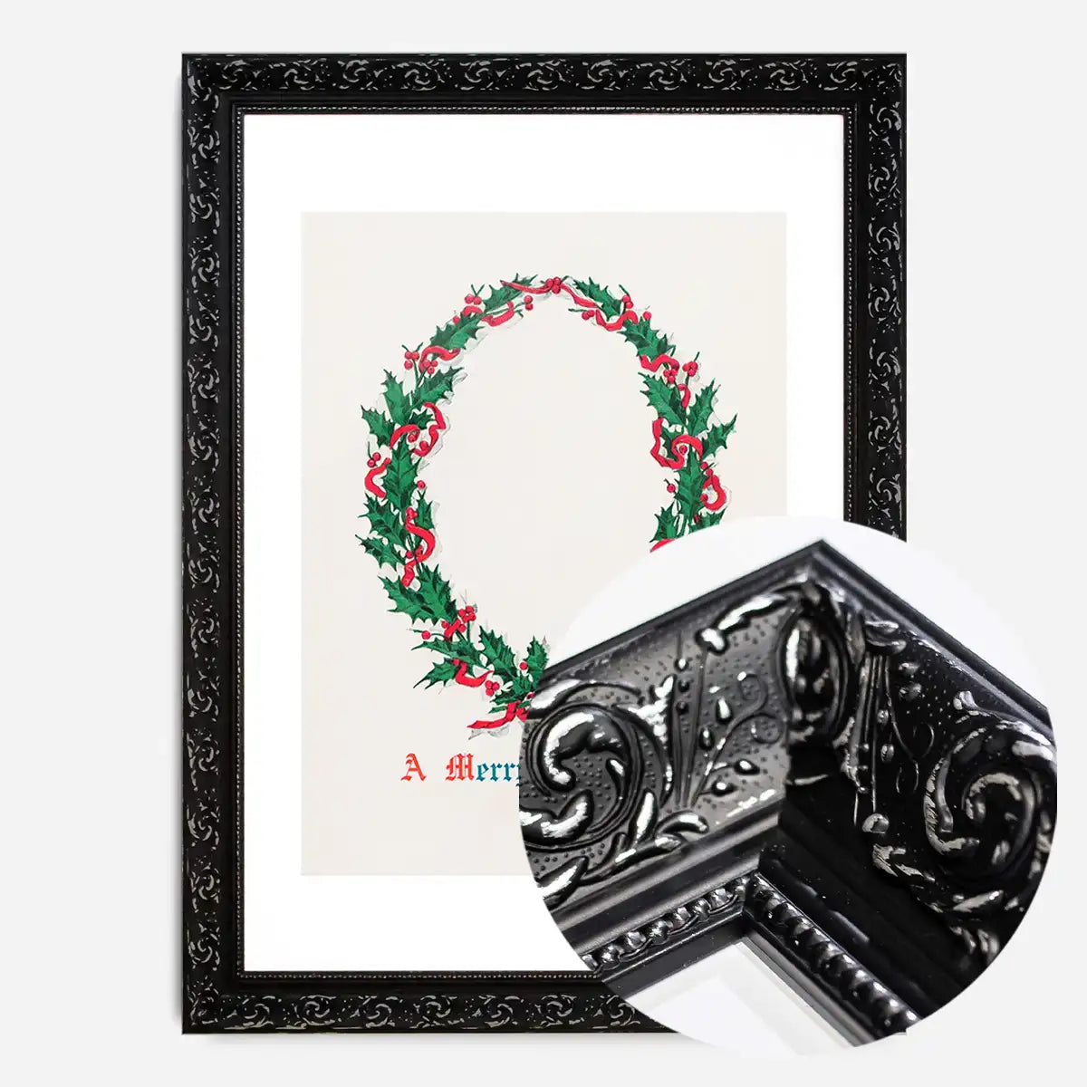 Vintage Antique Wreath Christmas Print
