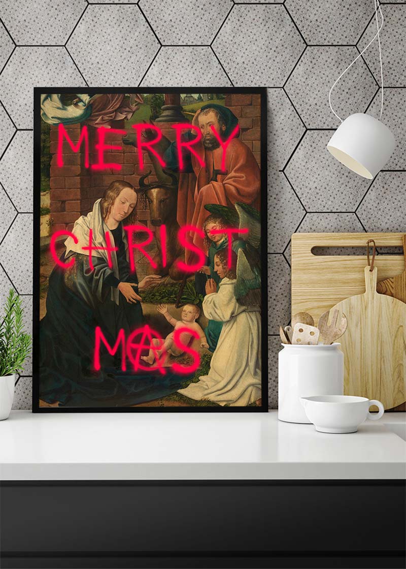 Nativity Spraypaint Christmas Print