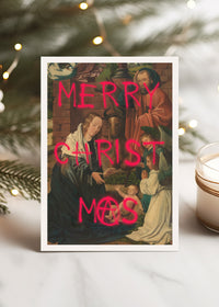 Merry Christmas Spraypaint Nativity A6 Christmas Greetings Card