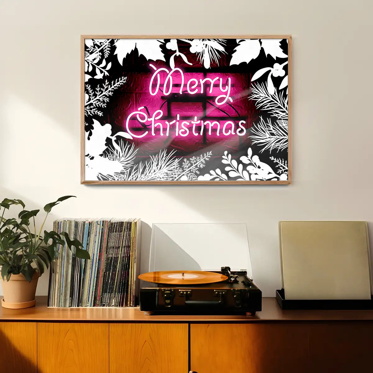Pink Neon Christmas Print