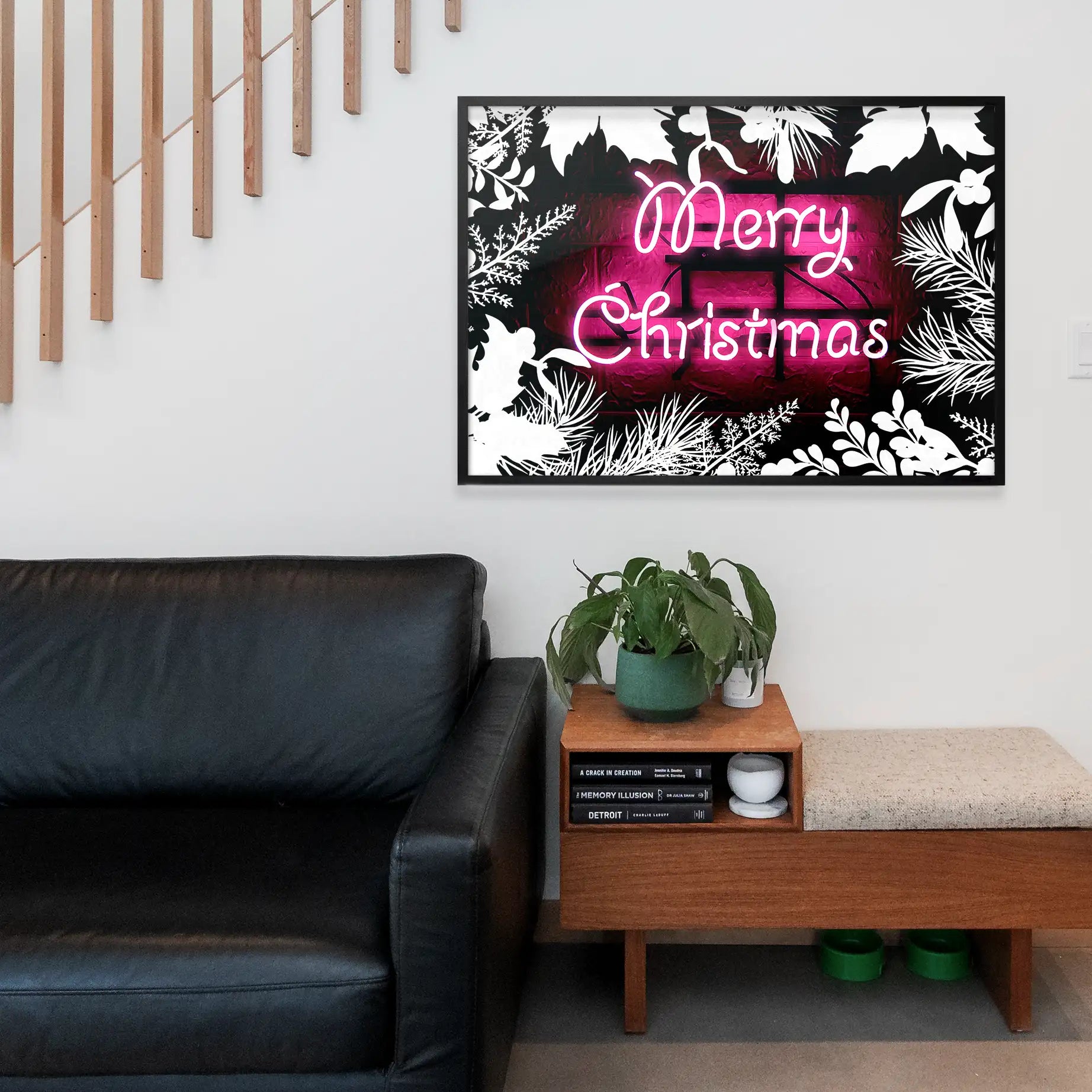 Pink Neon Christmas Print