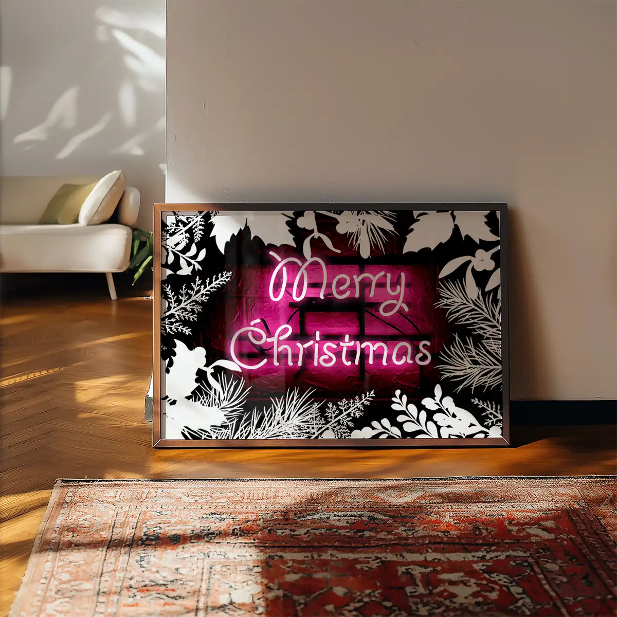 Pink Neon Christmas Print