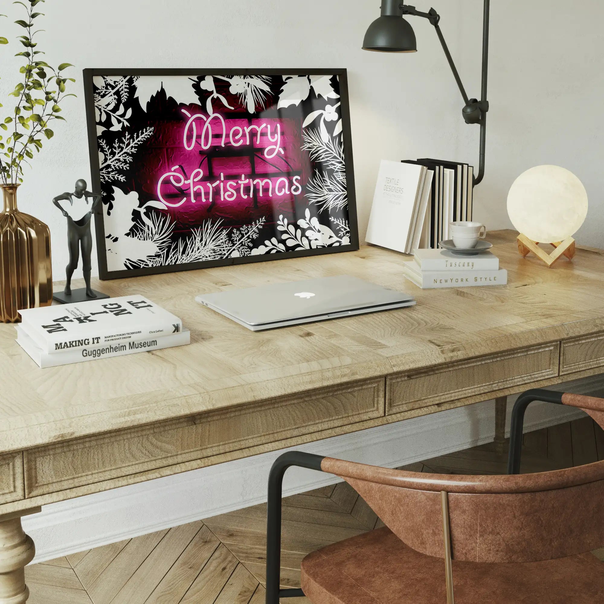 Pink Neon Christmas Print