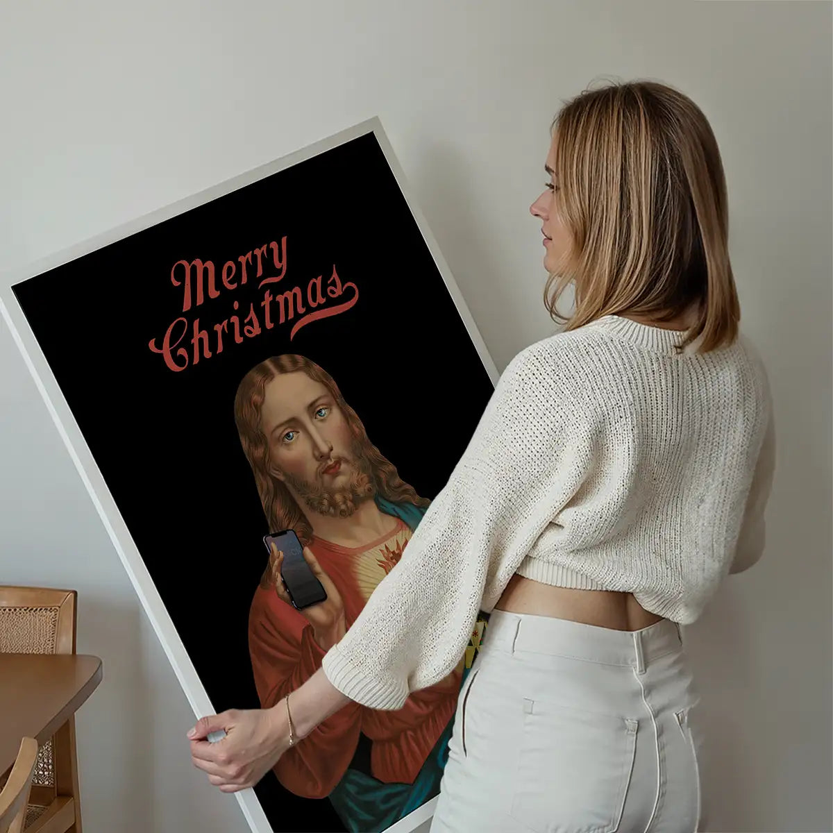 Jesus with Christmas Cracker Print