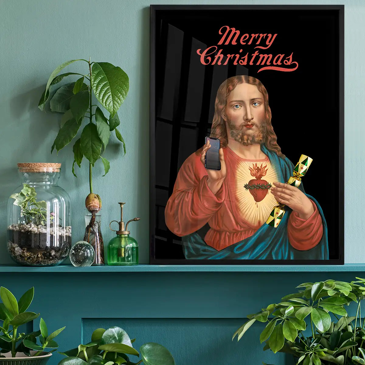 Jesus with Christmas Cracker Print