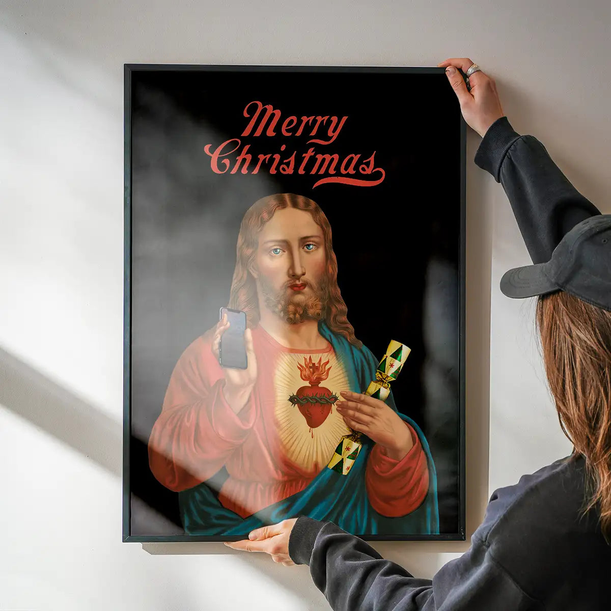 Jesus with Christmas Cracker Print