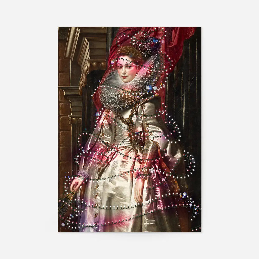 Portrait Wrapped Fairy Lights Christmas Print