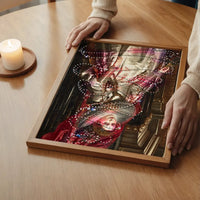 Portrait Wrapped in Fairy Lights Christmas Print