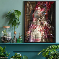 Portrait Wrapped in Fairy Lights Christmas Print