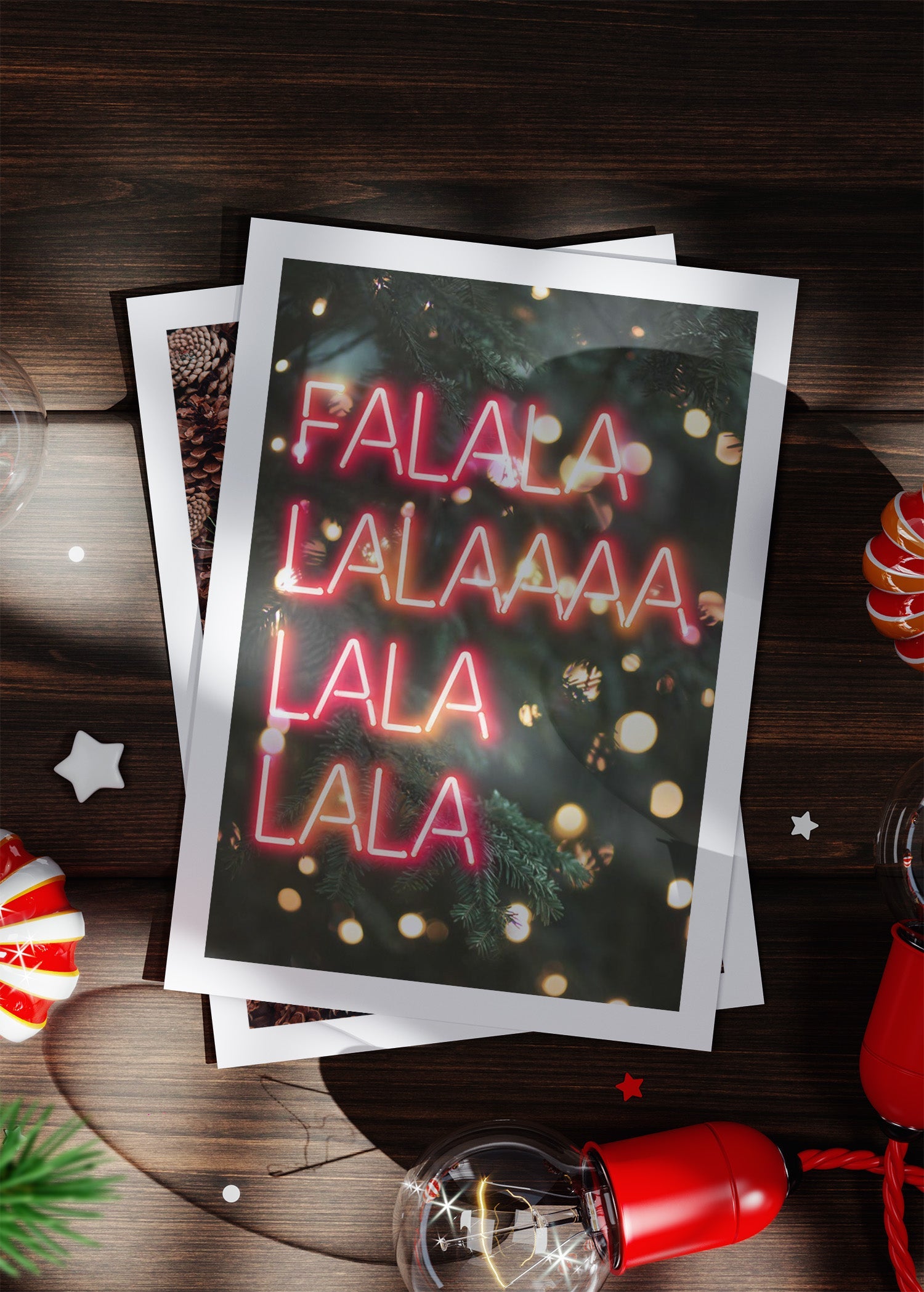 Falalalala Neon A6 Christmas Greetings Card